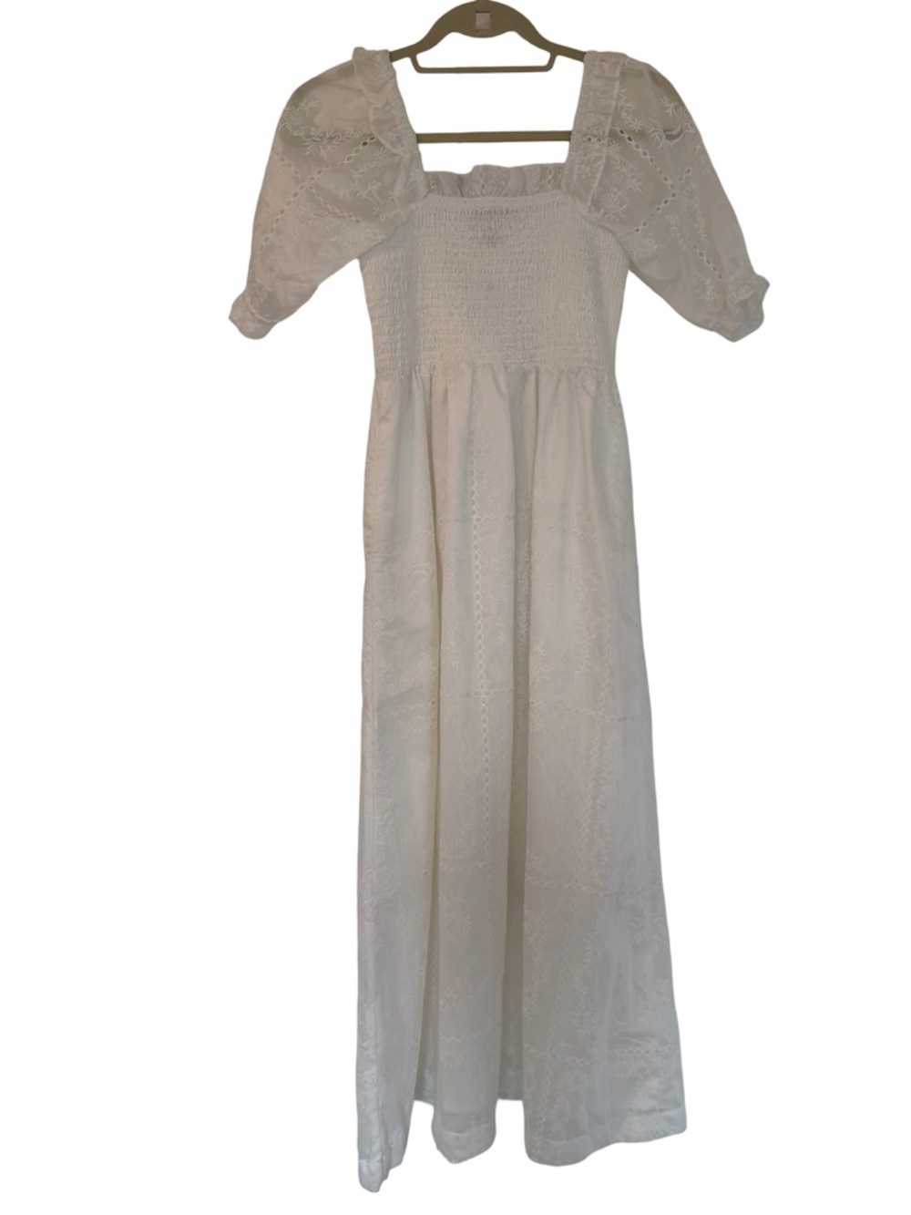 Caroline Constas White Organza Patchwork Smocked Dress - Picture 8 of 14